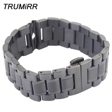 Ремешок из нержавеющей стали 22 мм Бабочка Пряжка Смарт часы браслет ремешок для Motorola Moto 360 1 1st Gen черный