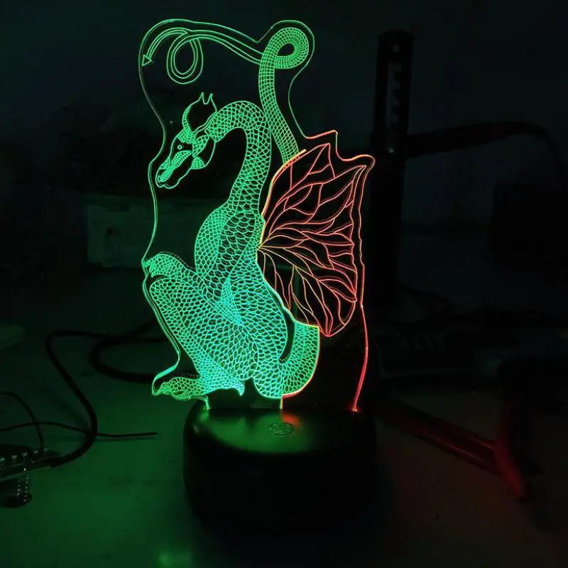 

Dragon Creative Seven Color Touch 3d Table Lamps wholesale Valentine's Day gift Table Moderne Acrylique Usb Desk Lamp
