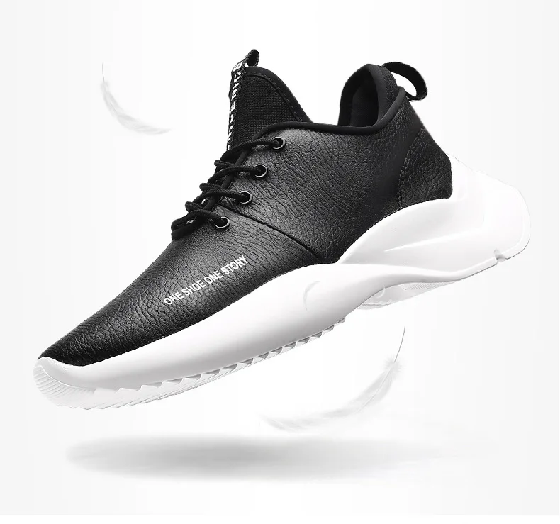 New Spring Autumn Man Walking Shoes Leather Breathable Korean Waterproof Student Damping Wear-resistant Running Shoes for Male (2)