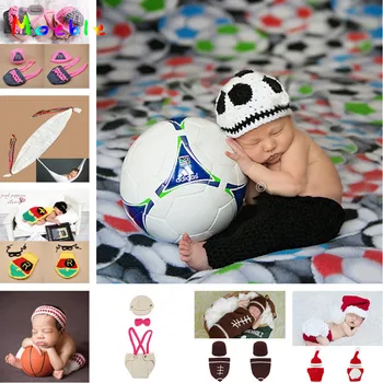 

Moeble Crochet Baby Football Hat shorts Set Newborn Photo Costume Infant Boy clothing Knitted Photography Props Surprise price
