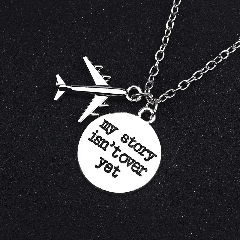 Fashion-Punk-Airplane-Aircraft-Airship-Choker-Necklace-My-Story-Isn-t-Over-Yet-Round-Charm-Pendant (3)