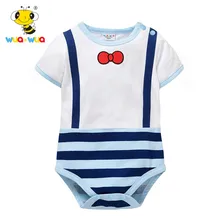 Baby boy girl Bodysuits one-peice Clothing kids jumpsuit short Sleeve Cotton Newborn Clothes o-neck tie print Wua wua SS16183