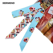120 см* 5 шарф, имитация камелии, Шелковый узкий длинный шарф, солнцезащитный, широкий, волшебный галстук, сумка с ручкой, ленты, женские обтягивающие шарфы