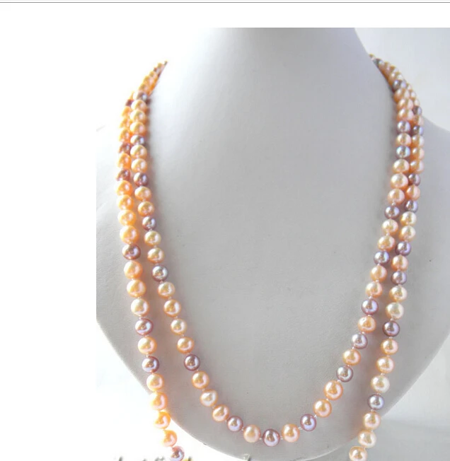 

>>>>48''7mm Round Pink Lavender Freshwater Peal Necklace