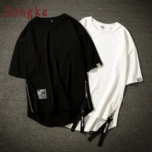 Zongke blanco Camiseta Hombre camiseta Harajuku Vintage Camiseta Hombre Ropa Streetwear Hip Hop verano Top 5XL 2019 nuevo