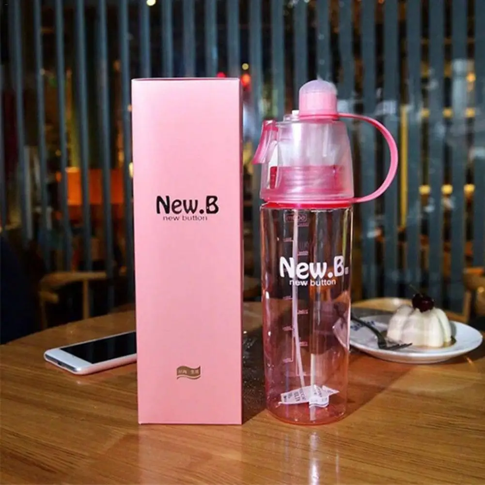 600 мл Новые Креативные велосипедные бутылки для питья на открытом воздухе спортивный спрей бутылка для воды охлаждающая тумана бутылка для спортзала - Цвет: Pink