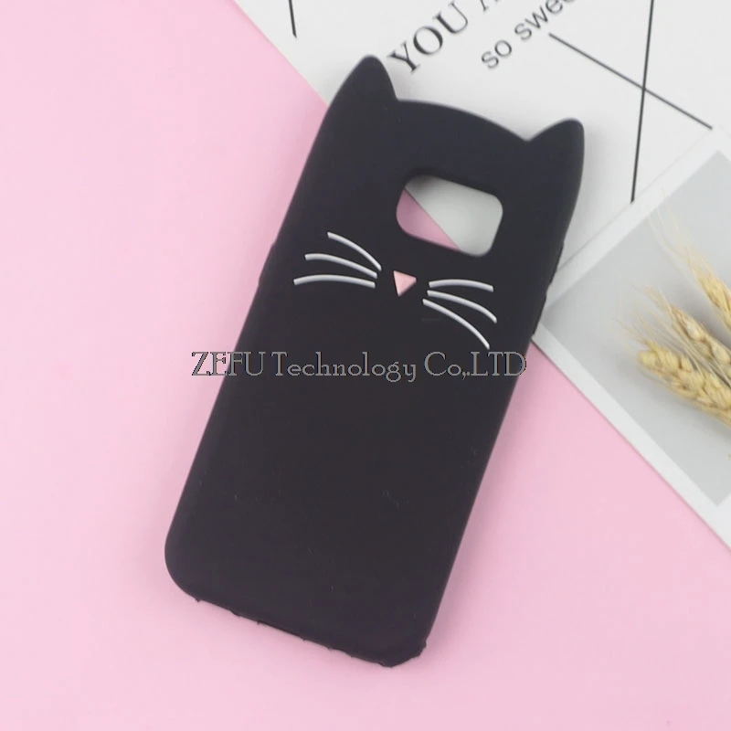 3D милый японский блестящий чехол с бородатым котом для samsung Galaxy S3 Neo S5 S6 S7 Edge S8 S9 Plus S10e S10 Lite милый мягкий чехол - Цвет: HuXu Black