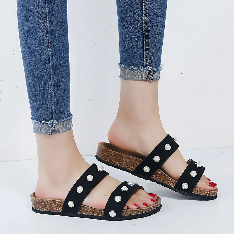 Женские пляжные шлепанцы на плоской подошве Zapatos De Mujer домашние Новинка лета