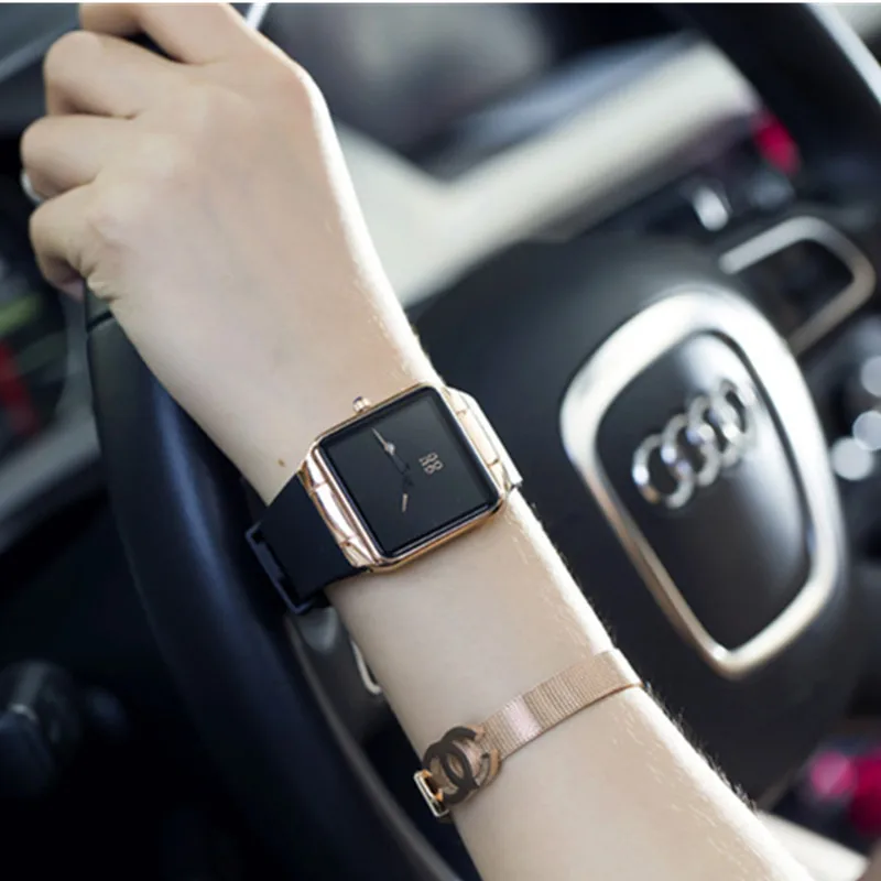 

GUOU Minimalism Fashion Casual Watch Women Watches Simple Square Dial Women's Auto Date Silicone Ladies Clock saat