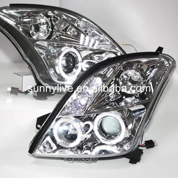 For SUZUKI SWIFT LED Head Lamp Angel Eyes 2006 to 2010 year Chrome