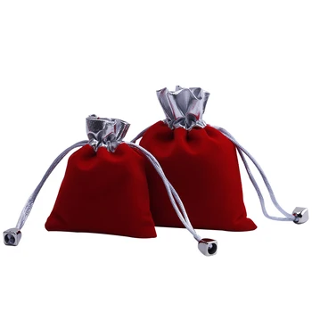 

50Pcs/Lot Free Shipping Hot Sell 8*10Cm Silver Top Black Velvet Jewelry Gift Pouch Bags,Phone Pouch Bag