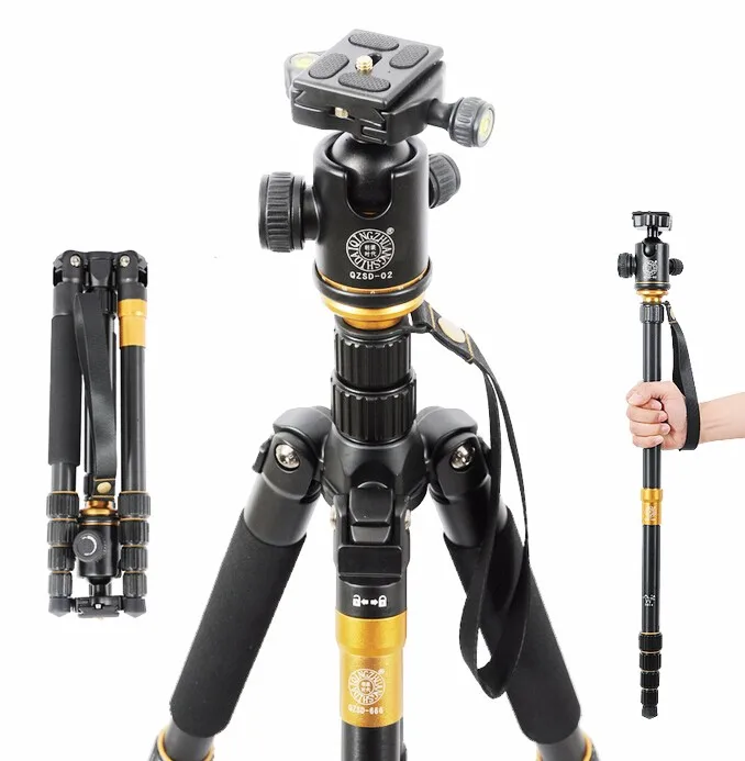  Eachshot Q666 Travel Camera Tripod With Q-02 360 Degree Swivel Fluid Head For Canon For Pentax For 