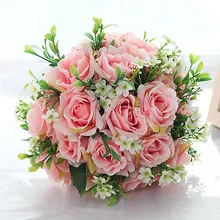 Свадебные Бургундия Свадебные букеты Искусственные букет невесты Де Свадебная брошь букет 0226C