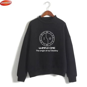 

LUCKYFRIDAYF Wanna One Kpop Printed Turtleneck Sweatshirts Women/Men Long Sleeve Casual Sweatshirt 2018 Hot Sale Fashion Clothes