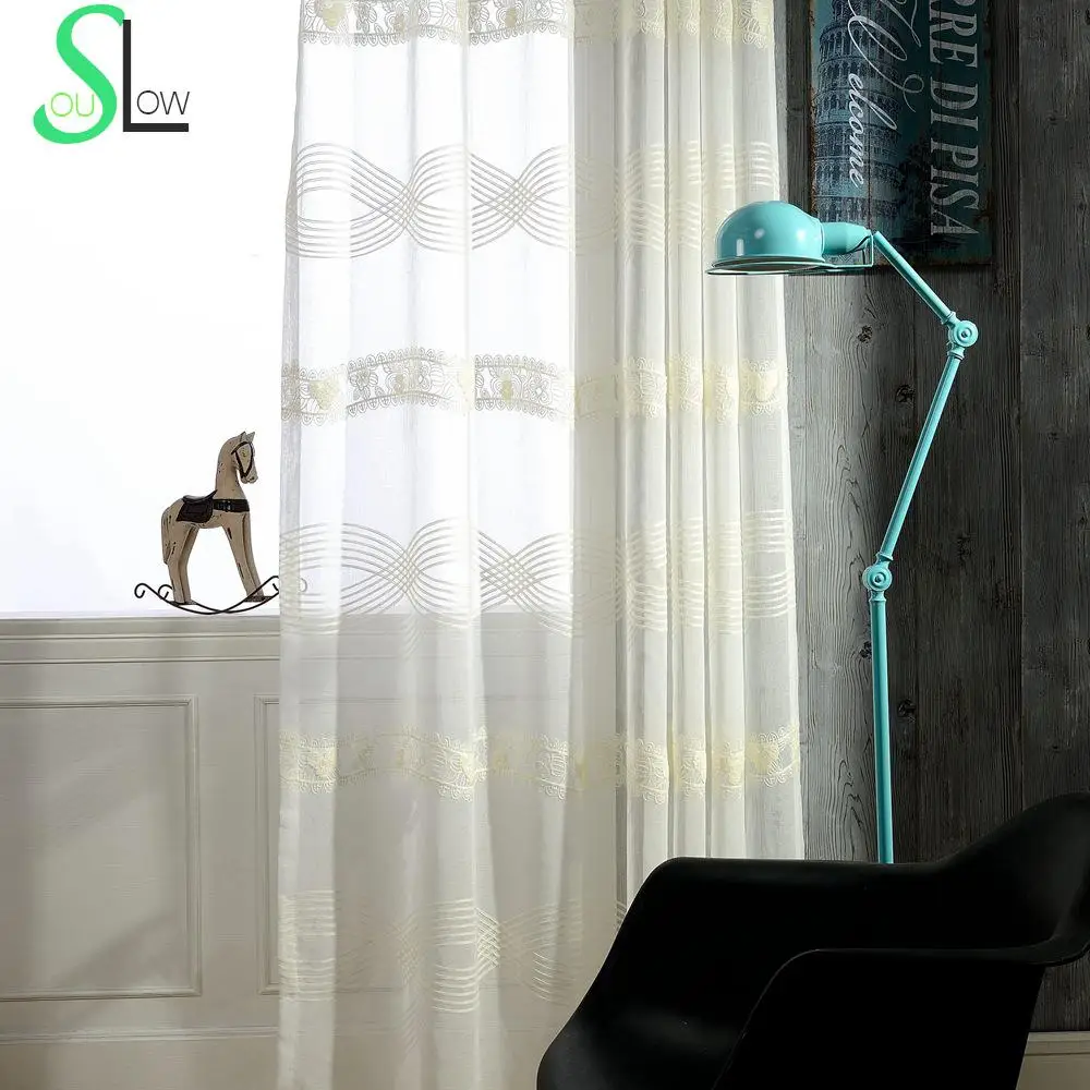 

Princess Wind Towel Embroidery Curtain Striped Pastoral Curtains And Tulle For Bedroom Kitchen Living Room Modern Luxury Sheer