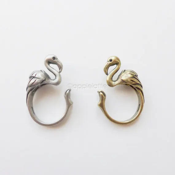

Min 1PC Flamingo Ring Burnish Jewelry Rings Comfortable Lucky Animal Ring For Men Women Gift