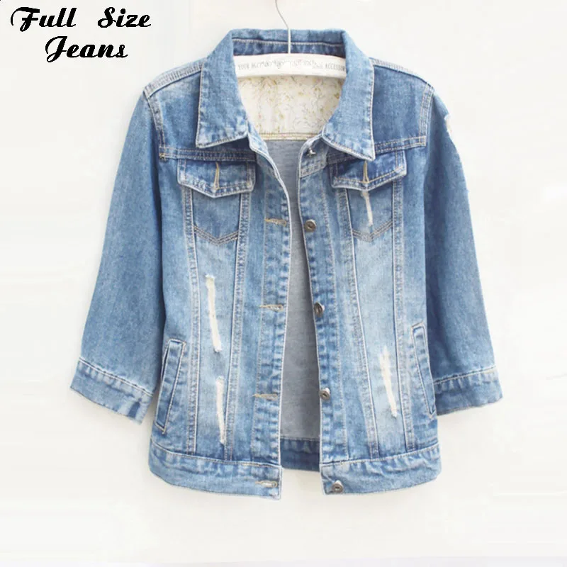 Image Plus Size Chaquetas Mujer Jeans Jacket Women Long Sleeve  White Retro Denim Coat Oversized Jean Casaco Feminino Xxxl 4Xl 3Xl 5Xl