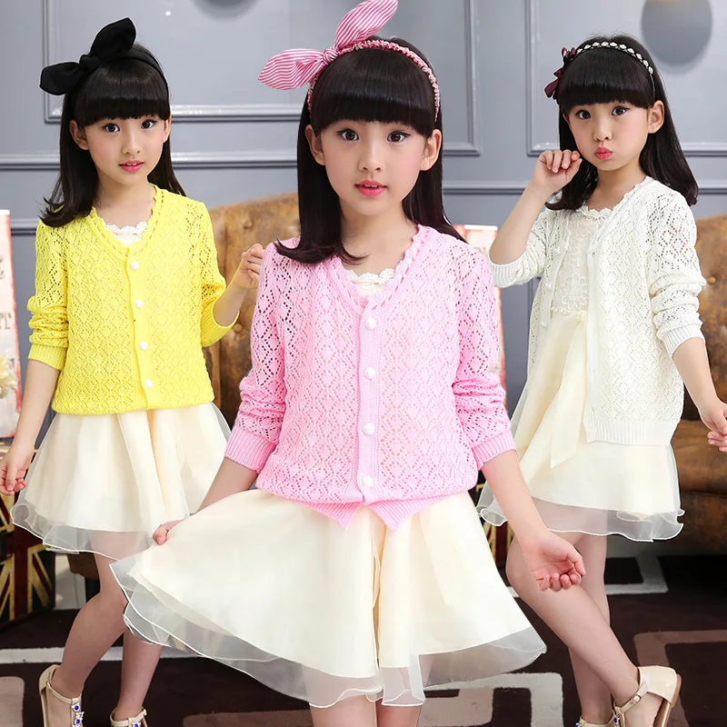 

2016 New Korean Girls Fashion Knitting Cardigan Range Thin Sweater Vest Air Conditioning Children Girls Shirt