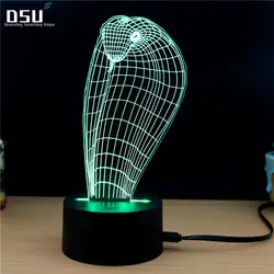 Животное Кобра голова змеи Форма 3D светодио дный LED USB лампа творческий Красочные ночник Touch настольная освещение Desktop Декор абажур