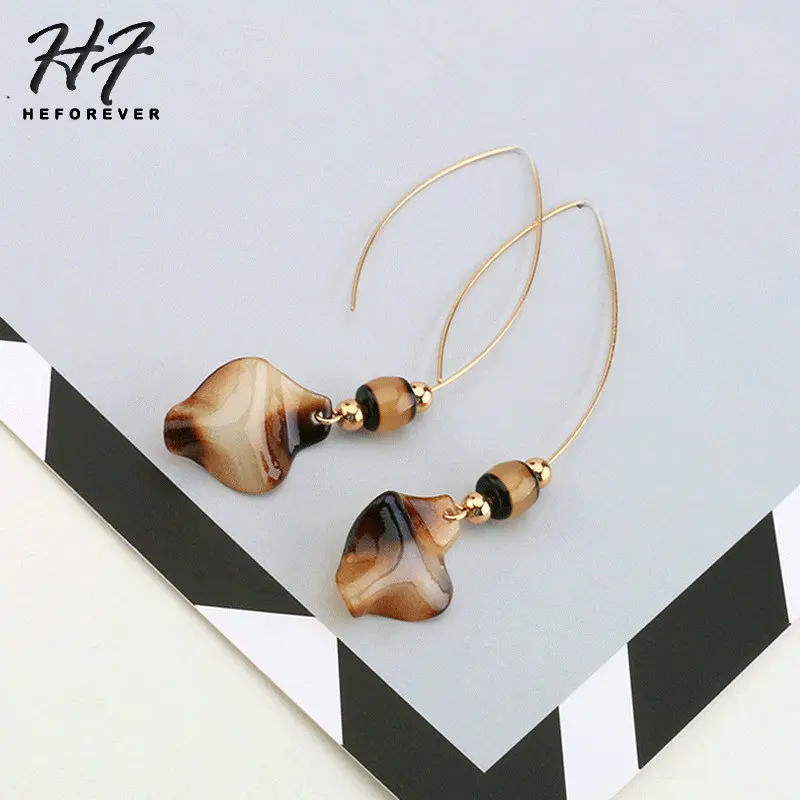 

Piercing Earrings Gold-color For Women Retro Irregular Resin Leopard Grain Earing Fashion Jewelry For Girl KA279
