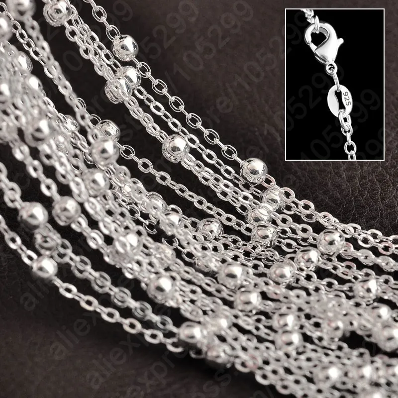 

JEXXI 10PCS 16-30" Silver Necklace Jewelry Chains 925 Sterling Silver Ball Chain For Pendant Collocation With Free Shipping