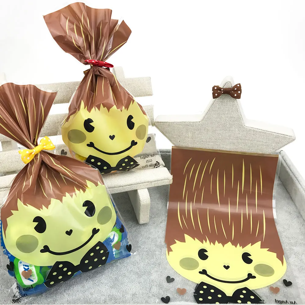 

50PCS Cartoon long hair Gift Bag Food Grade Party cake biscuit cookies packaging bag disposable pastry bag Candy Bags 11.8x20cm