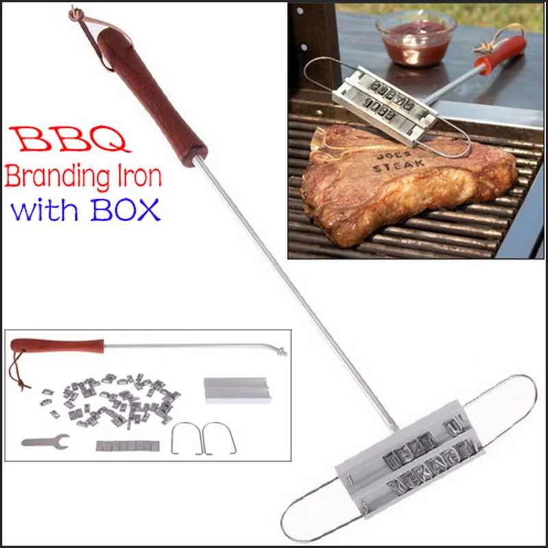 by DHL or EMS 50 pcs Personality Steak Meat Barbecue BBQ Branding Iron 55 Letters Tool Sets |