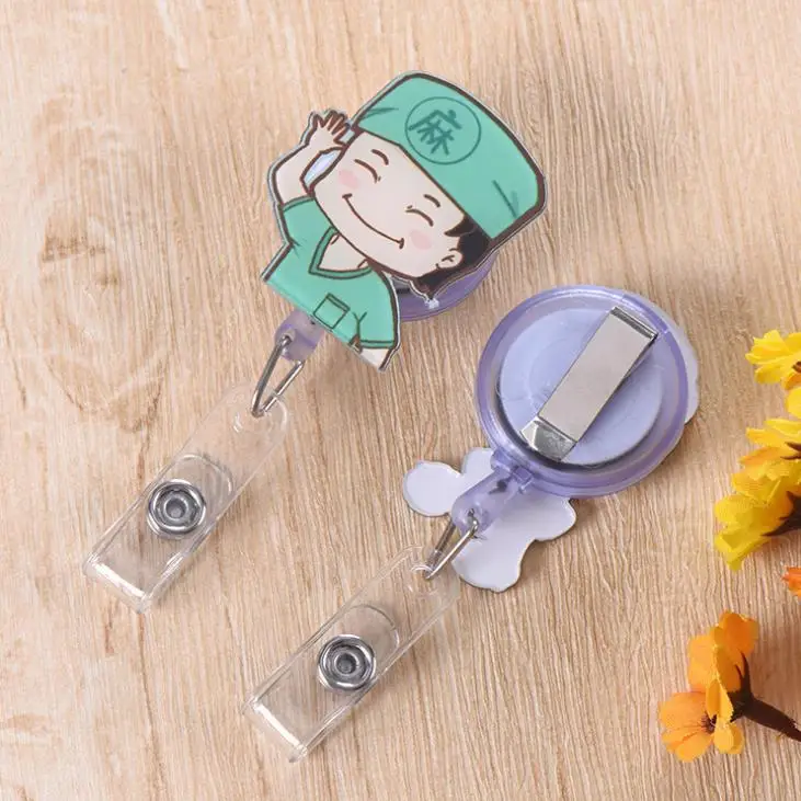 1 Pcs Cartoon Mini Retractable Badge Reel Doctor Nurse Lanyards ID Name Card Clip Student Nurse Badge Holders Stationery