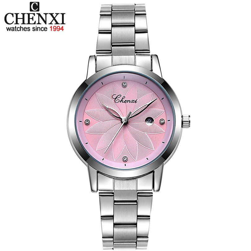 CHENXI New Ladies Brand Luxury Watch Date Clock Women Quartz Watches Women Wrist watch lady Silver