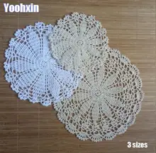 

3Sizes Handmade crochet decorative mat for home lace cotton crochet hollow placemat coffee mug coaster dish vase pad