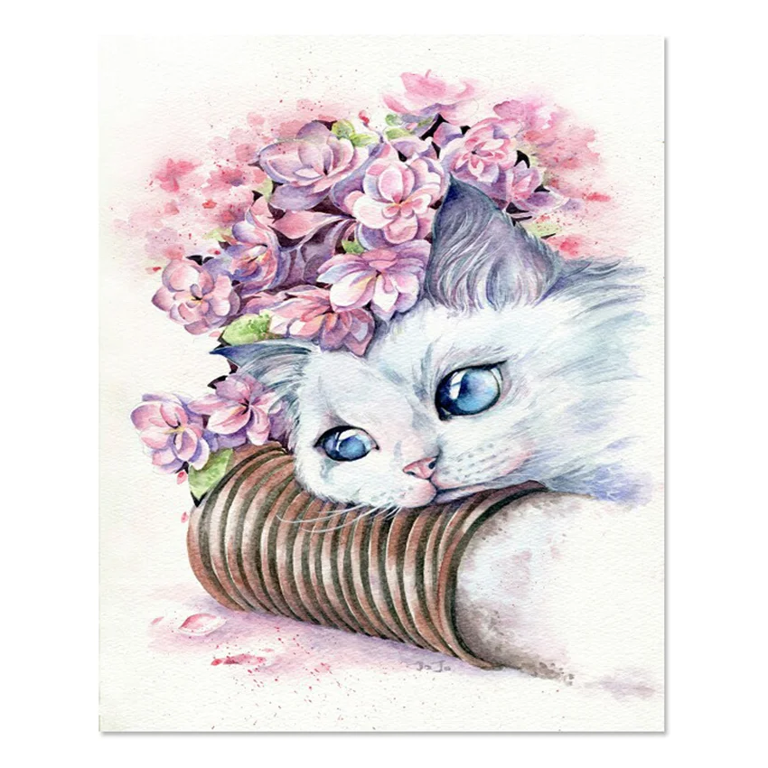 

DIY Digital Painting By Numbers Package Selling cute kittens Coloring Wall Art Picture Gift frameless