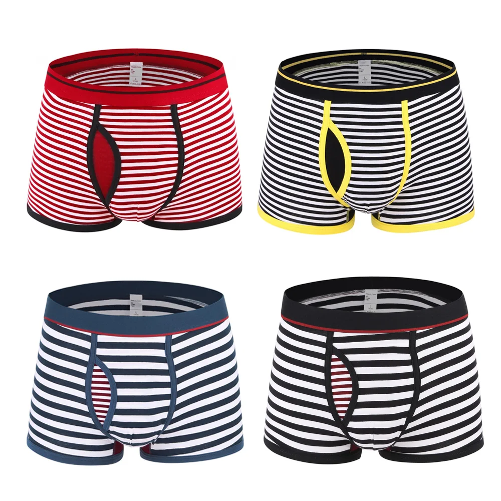 Striped Boxer Shorts Cotton Boxers Men Underwear Male Sports Boxer