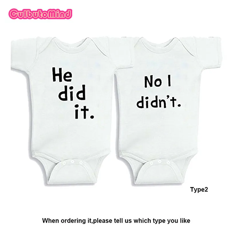 

Twins Baby Clothes He Did It 100%Cotton Twins Set of 2 kids Boy/Girl Shirt Baby Bodysuit 0-12M Newborn Infant Creeper Jumpsuit