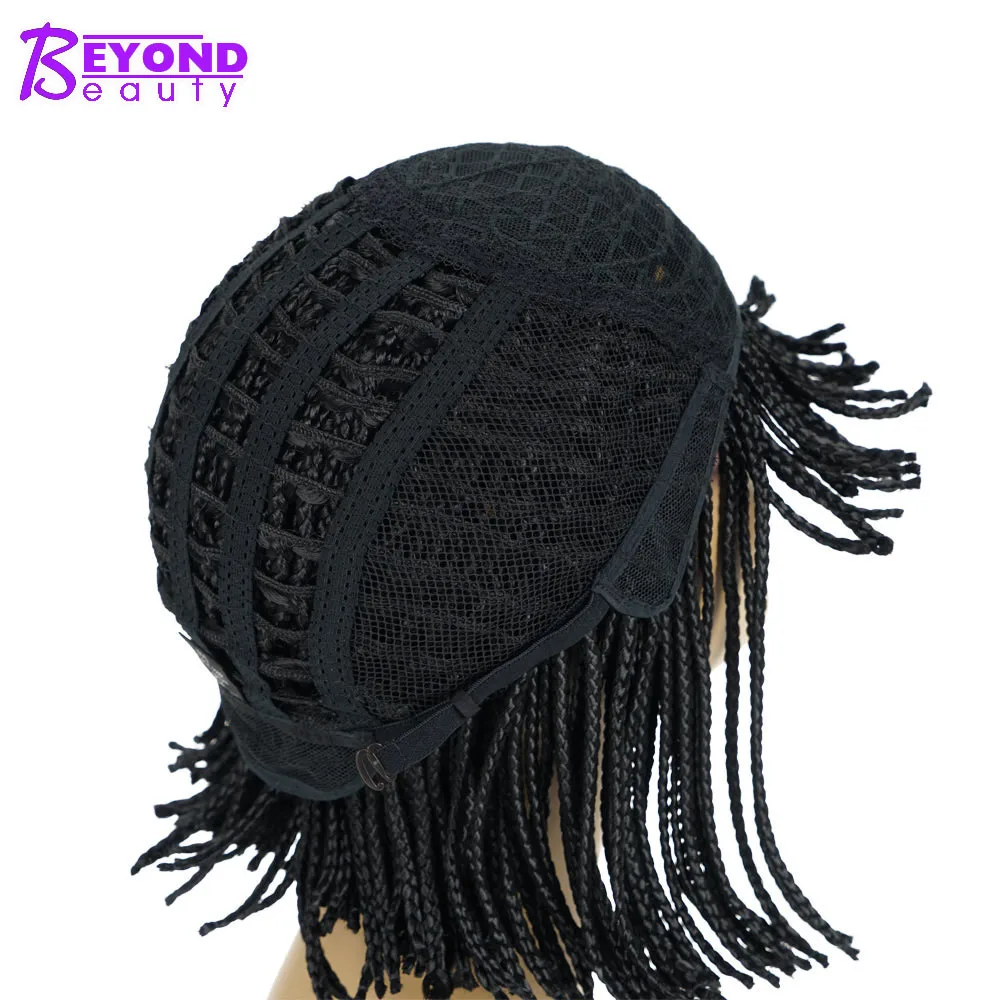 12 дюймов синтетический парик короткий плетеный ящик коса парик для женщин с челкой натуральный черный Пикси косы парик термостойкие волокна