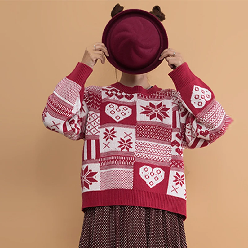 Aliexpress.com : Buy Pretty Women Sweaters Festive Vintage Japan Style Ladies Thick Sweater Red 