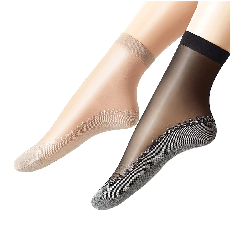 

3Pairs=6Pcs Summer Female Short Socks Women's Socks Sexy Ultrathin Transparent Silk Socks Ladies Girls Ankle High Sock Non Slip