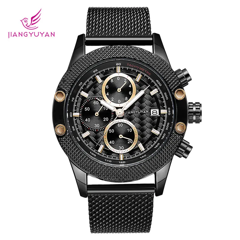 

JIANGYUYAN Brand Chronograph Multi-Function Luminous Fashion Men'S Sports Net With Quartz Watch