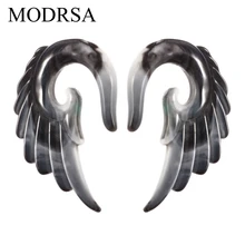 

MODRSA 2pcs Flesh Tunnel Piercing Orelha Cartilagem Anchor Wing Ear Plugs Feather Men Tragus body Ear Stretchers Gold Expander