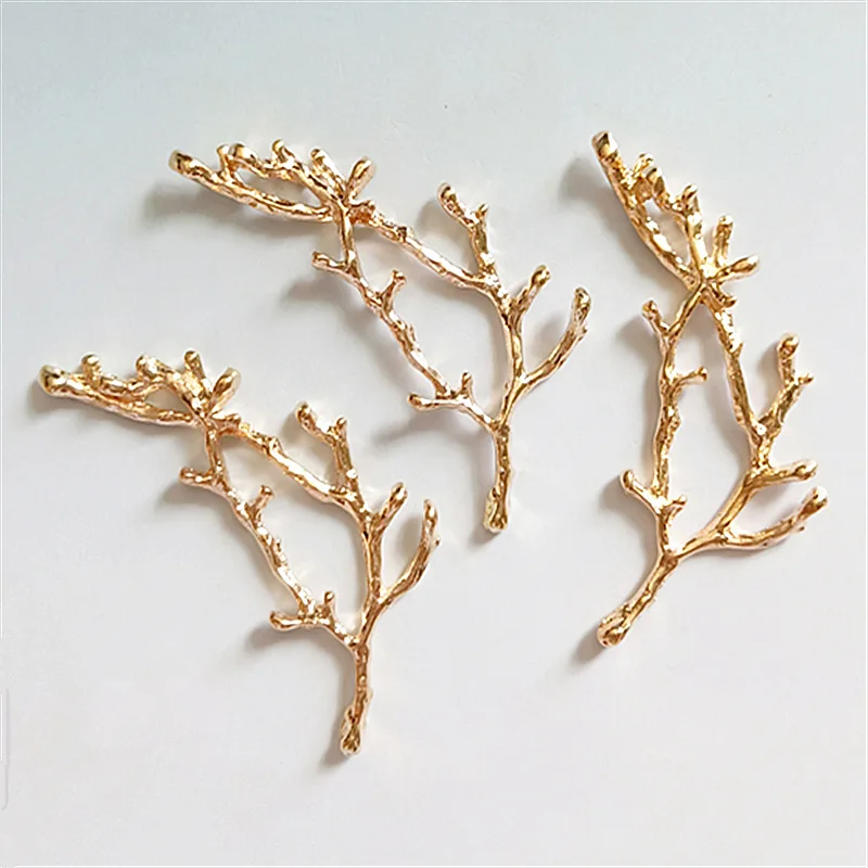 

SEA MEW 30 PCS 2.4cm*6.2cm Fashion Metal Alloy KC Gold Branch Connectors Charm DIY Jewelry Accessories