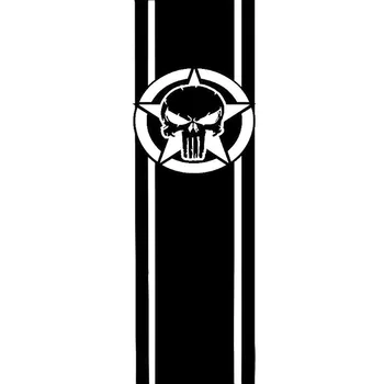 

7.7cm*25cm STAR STRIPES AND SKULL Fashion Vinyl Decal Motorcycle Car Stickers Black/Silver S6-3641