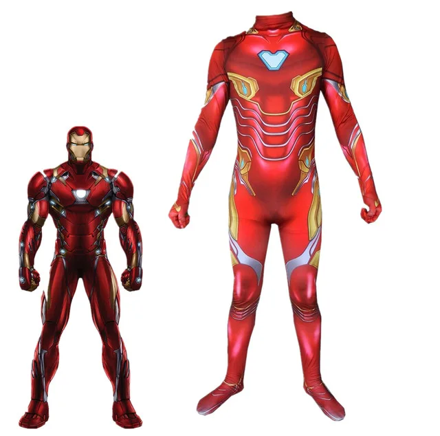 Avengers Endgame Iron Man 3D Print Bodysuit Advanced Tech Cosplay Costumes 2019 new kids adult superhero Jumpsuits Bodysuit Suit