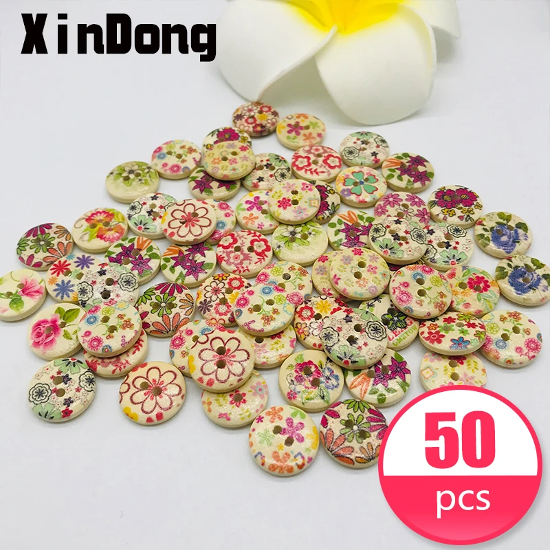 XINDONG 50 шт. деревянные кнопки для скрапбукинга ремесла 2 отверстия швейная одежда