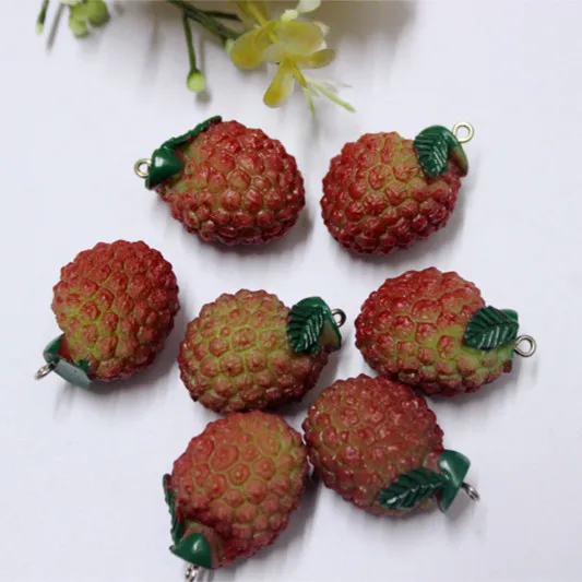 10pcs Cute 3D Fake Fruits Litchi Resin Miniature Food Art DIY