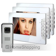 ENVÍO LIBRE de la Seguridad Casera Con Conexión de Cable de 7 pulgadas Video de la Puerta de Intercomunicación Sistema de teléfono 3 Blanco Monitor 1 Cámara A Prueba de agua En Stock