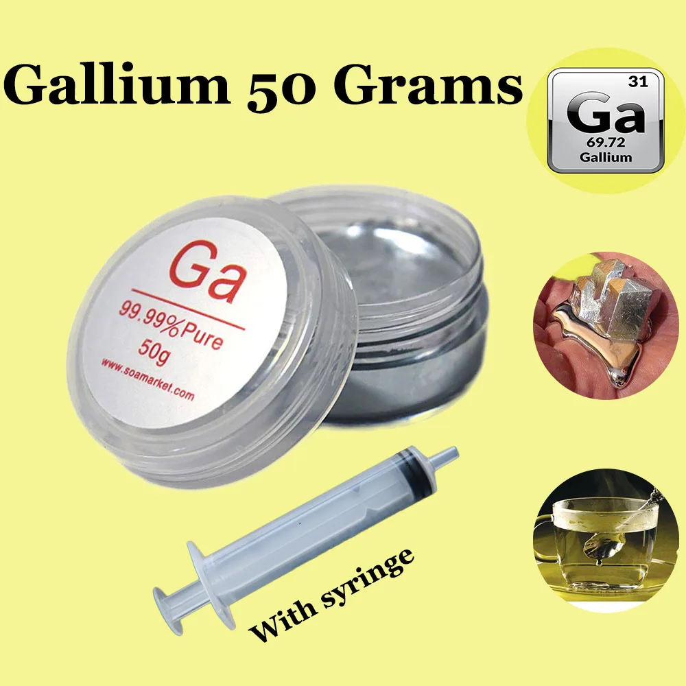 gallium metal 50 grams liquid metal 99.99 pure gallium metal Comes with Free Syringein