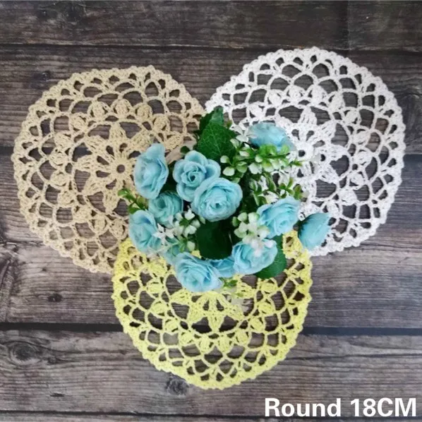 

Modern Cotton Lace Cup Coffee Tablecloth Mats Pad Handmade Crochet Flowers Wedding Doily For Home Decorative Table Pad