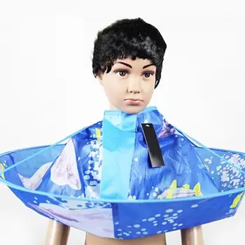 Billige 1 Stücke 60cm Haarschnitt Kleid Schürze Salon Familie Kinder Haarschnitt Regenschirm Friseur Haare Schneiden Capes Blau Mantel Nylon Kleidung