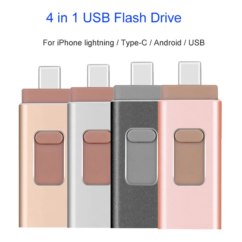 4 в 1 Многофункциональный USB флеш накопитель type C 256 Гб мобильный телефон OTG флешка 64