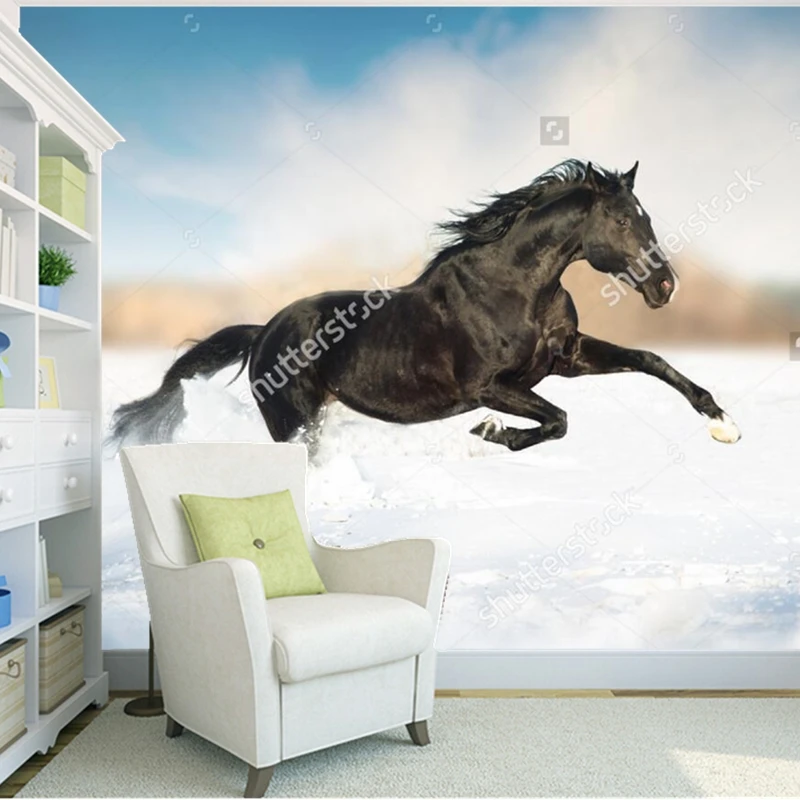 

Custom natural landscape wallpaper,Black horse,photo mural for living room bedroom restaurant background wall wallpaper
