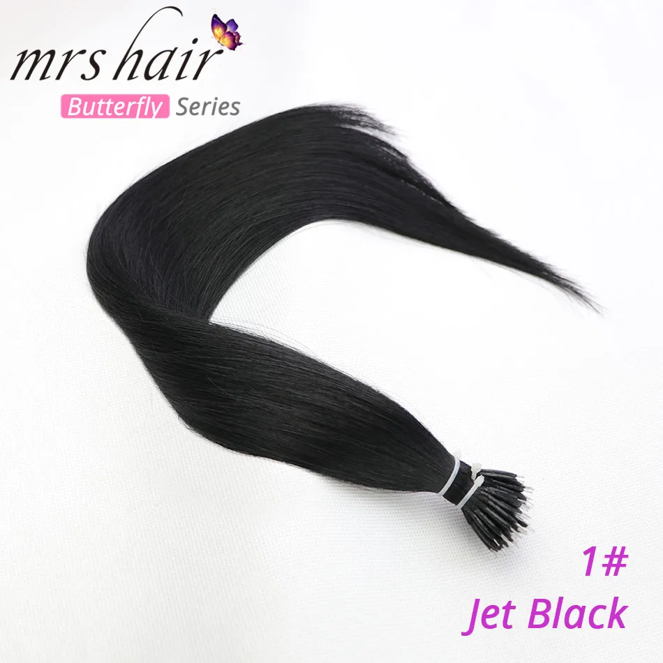 MRS HAIR нано-наращивание волос 1" 16" 2" 24" машина сделанная Remy микро кольцо нано волосы из бисера предварительно скрепленные микро-звенья волосы 50 шт 100 шт - Цвет: #1